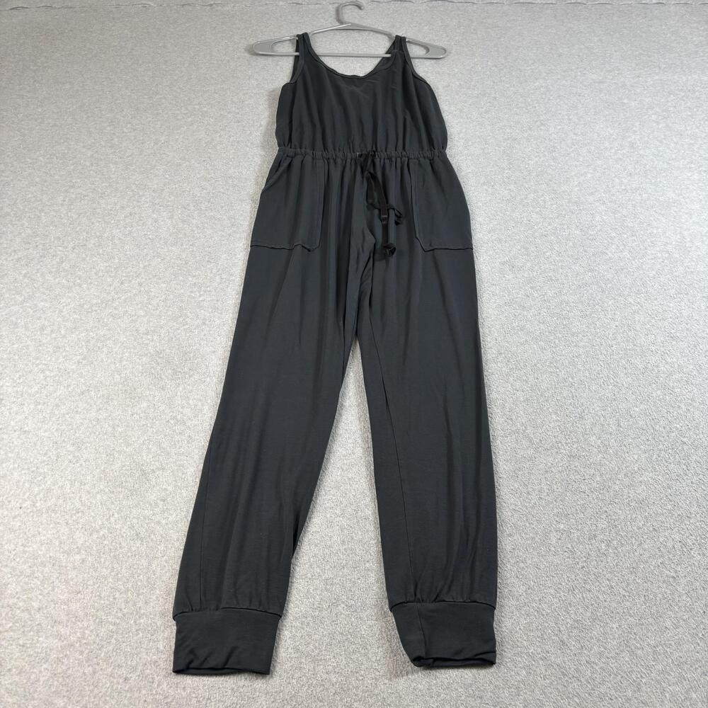 Backcountry Jumpsuit Women Small Black Sleeveless Jersey Drawstring Pockets USA